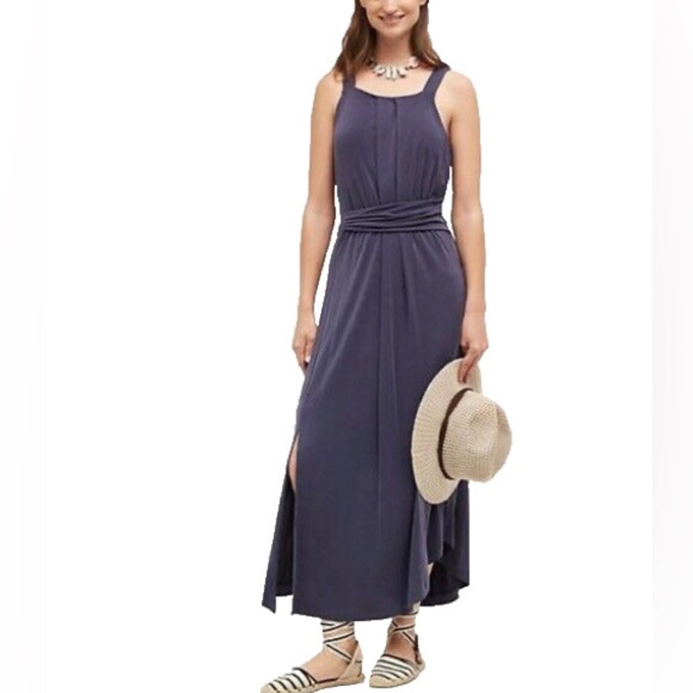 Anthropologie Maeve Size Small Navy Stretchy Lined‎ Modal Tank Maxi Casual Dress